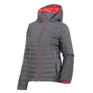 Spyder Womens Timeless Hoodie Down Filled Puffer Jacket Hooded Womens S Gray